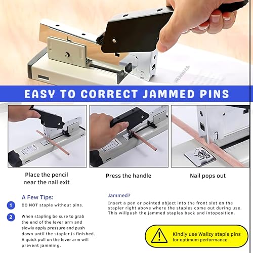 Image of Precise Alignment Big Stapler for Book Binding with 4000 6-13mm Staple Pins, 100 Pages Heavy Duty Stapler Big Size, Metal Large Stapler Book Binding Machine for Office (Stapler with Pins)