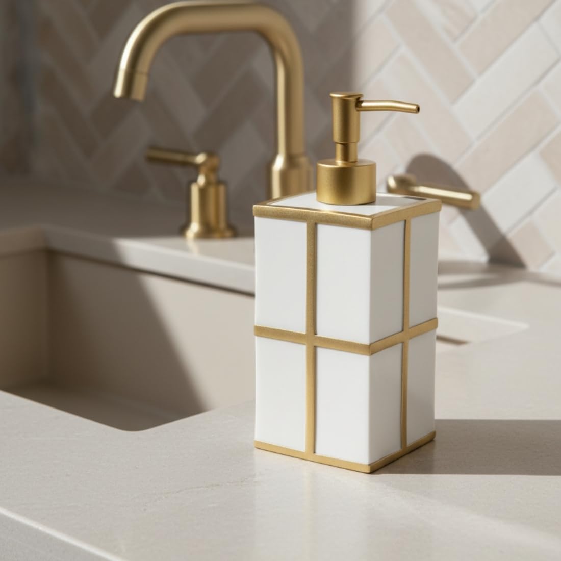 MASON HOME Axia Bathroom Dispenser - Ivory | Long Lasting - Durable - Stylish - Modern | Liquid Soap - Handwash - Basin - Sink - Kithen | Home - Office - Hotel | Washroom Decor - Organizer - Storage-image-7