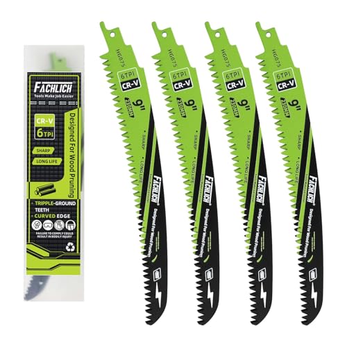 Image of Japanese Teeth Reciprocating Saw Blade 9Inch - Saber Saw Blades Wood Pruning, 4pcs Curved Edge 6TPI for Tree Trimming, Wood /PVC Pipe Cutting