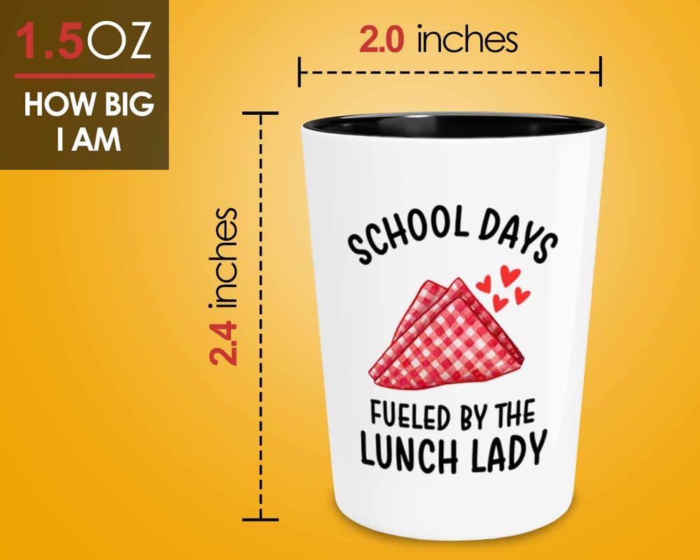 Lunch Lady Shot Glass 1.5oz - School Days - Cafetaria Lunch lady High school serving food student image 3