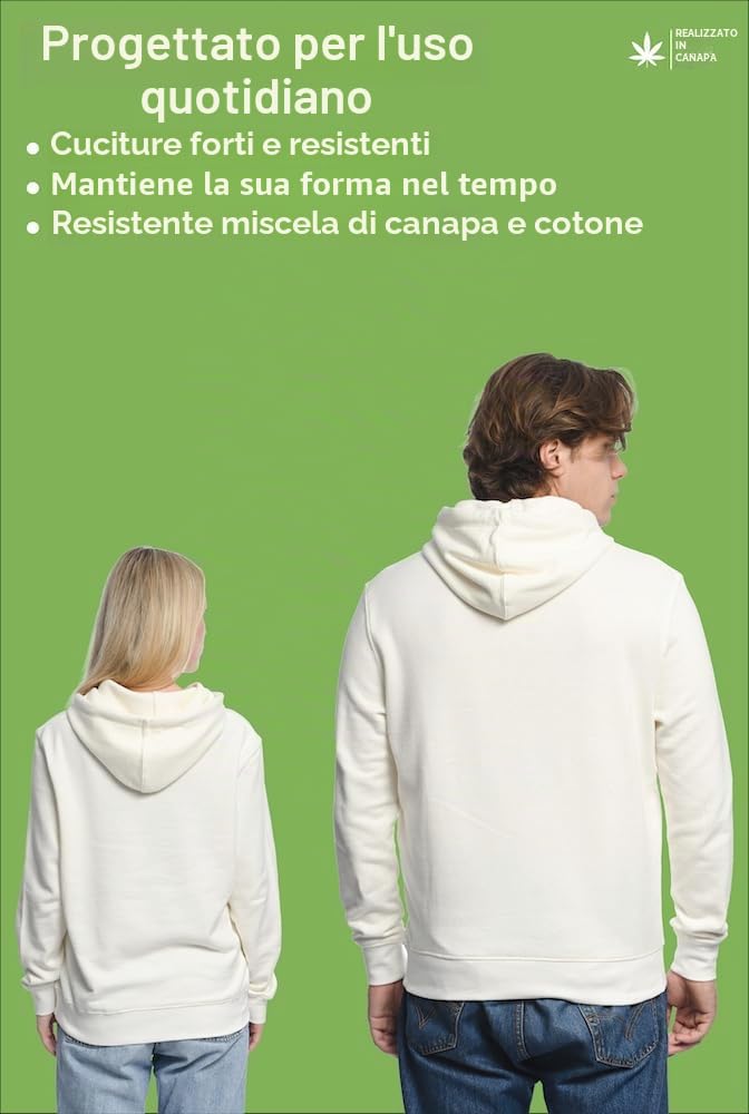 Hundredpercent Felpa in Canapa - Unisex - Morbida, Confortevole & Eco-Friendly