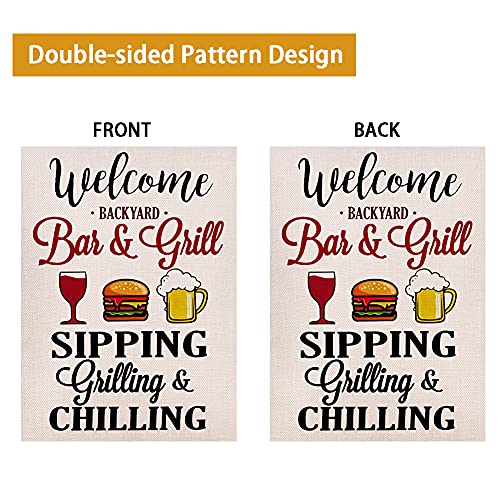 Welcome Backyard Party Garden Flag Vertical Double Sized Sipping Grilling And Chilling Yard Outdoor Decoration 12.5 X 18 Inch #TOP2