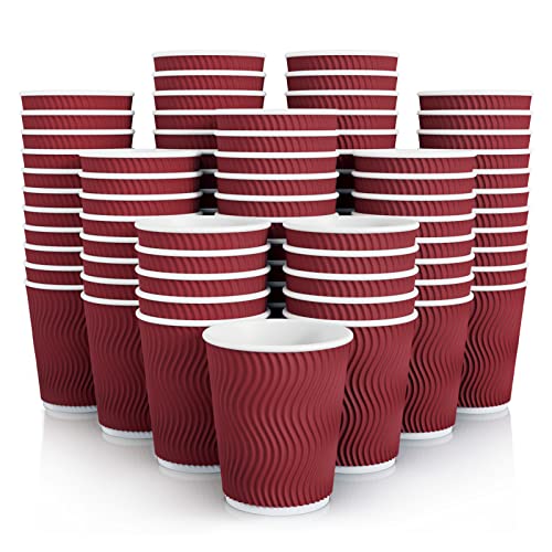 Jollypack 120 Pack Paper Coffee Cups, 8 Oz Disposable Coffee Cups, Red Hot Beverage Cups With Insulated Ripple Wall, Paper Ripple Cups For Christmas, Party And Daily Life #TOP24