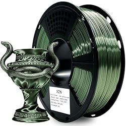 Silk PLA Filament 1.75mm, Metal-Like Shiny Silk Dark Green Bronze 3D Printer Filament, 1kg Spool (2.2lbs), Dimensional Accuracy +/- 0.02 mm, Vacuum Packaging