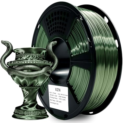 Silk PLA Filament 1.75mm, Metal-Like Shiny Silk Dark Green Bronze 3D Printer Filament, 1kg Spool (2.2lbs), Dimensional Accuracy +/- 0.02 mm, Vacuum Packaging Silk PLA Filament 1.75mm, Metal-Like Shiny Silk Dark Green Bronze 3D Printer Filament, 1kg Spool (2.2lbs), Dimensional Accuracy +/- 0.02 mm, Vacuum Packaging