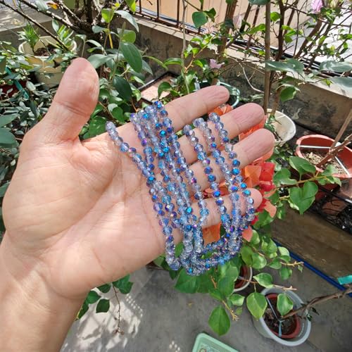 Image of 6mm Rondelle Glass Beads for Jewelry Making, Faceted Briolette Crytal Spacer Beads for Bracelet Necklace Earring, Translucent Blue 720pcs