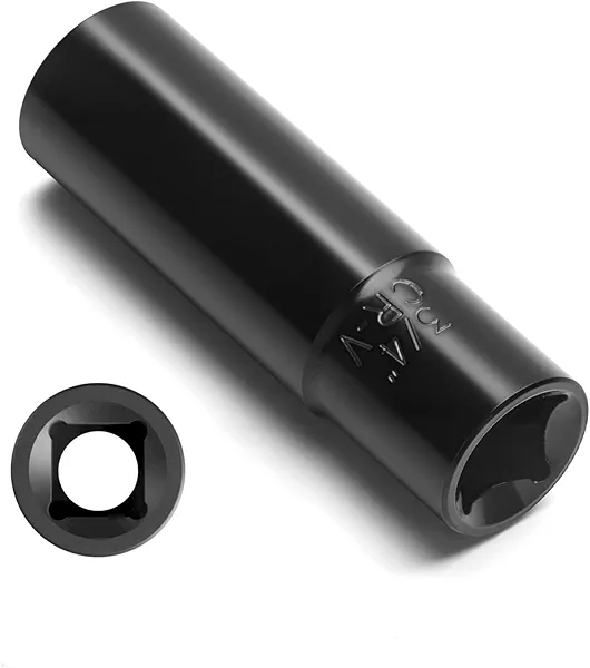 7 Spline Lug Nut Key, 1/2" Drive Impact Socket Fit for M14x1.5 M14x2.0 9/16-18 Aftermarket Lugnuts, Thin Walled Design Spline Socket for Easy Removal or Install Truck Nuts, CR-V Steel
