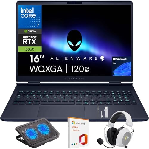 Alienware 16 Aurora Laptop, 16" WQXGA 120Hz Display, Intel Core 7-240H Series 2, NVIDIA GeForce RTX 5060, 32GB DDR5 RAM, 1TB SSD, Wi-Fi 7, Windows 11 Pro, w/Mytrix Accessory & Lifetime Office - Blue