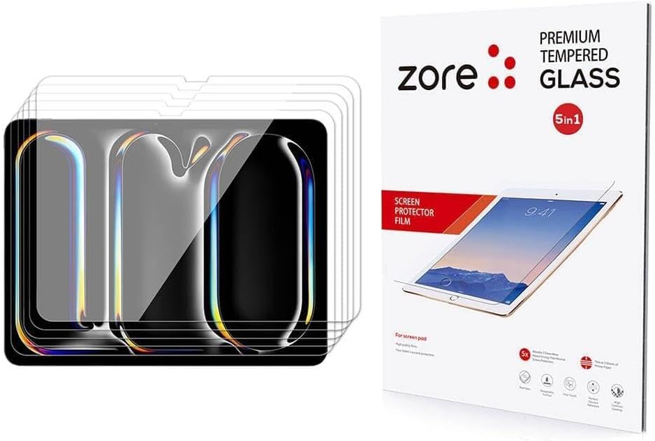 UnDePlus iPad Pro 13inç M4/M5 ile uyumlu Tablet Set 5 adet Temperli Cam Ekran Koruyucu 2024/2025