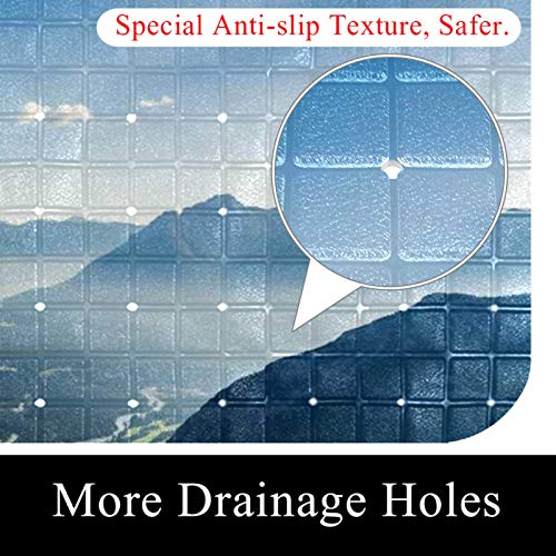 Tapis de bain bleu ciel antidérapant de 68x37 cm avec ventouses