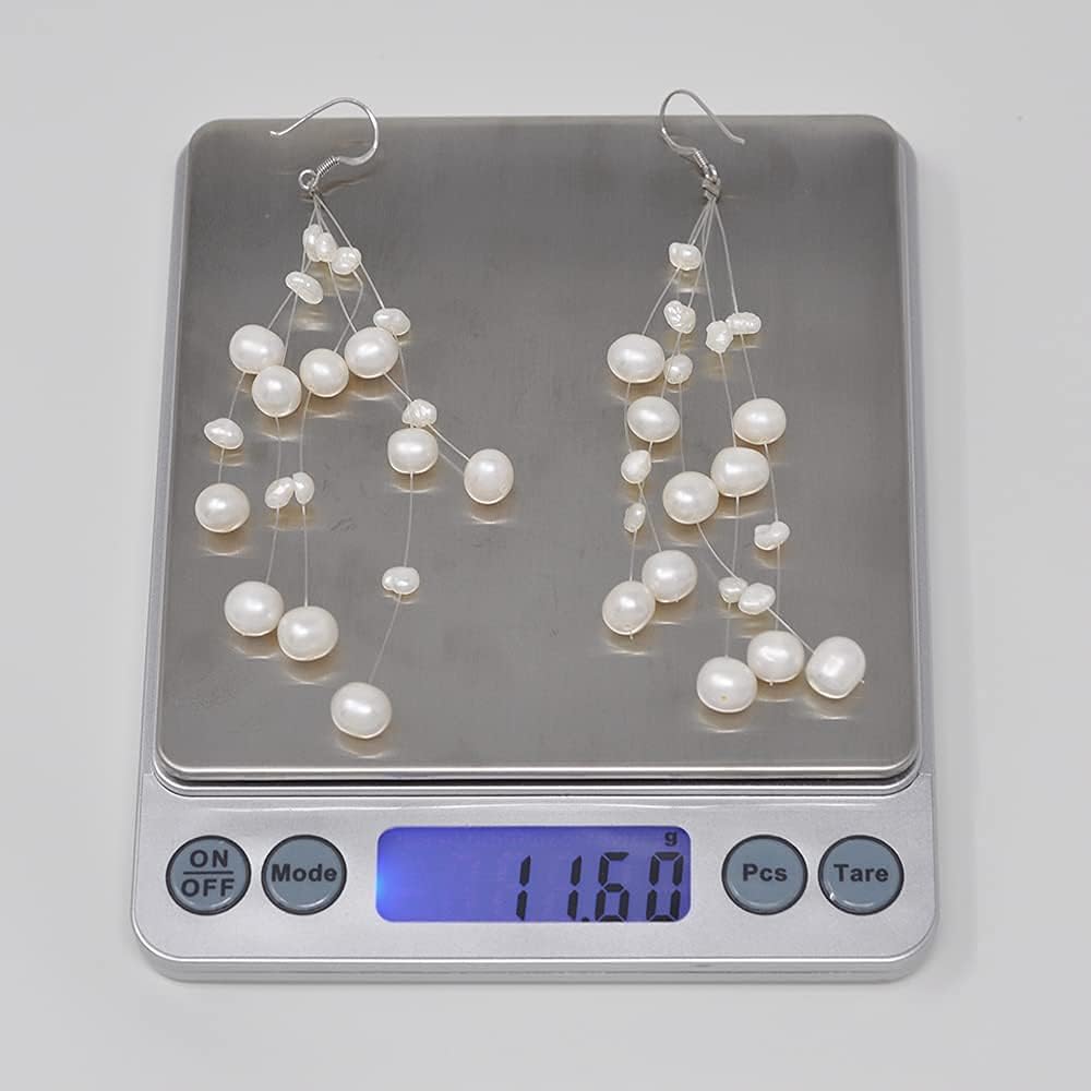 Alevel Freshwater Cultured Pearl White, Gypsophila Baroque Pendant 925 Sterling Silver Multi Strands Earrings & Necklace, Women Gifts