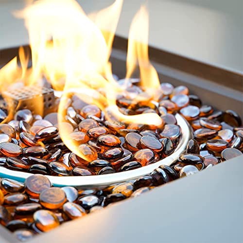 Onlyfire Flat Fire Glass Beads For Propane Fire Pit, 1/2 Inch Reflective Firepit Glass Rocks 10 Pounds Flat Marbles For Gas Fireplace And Fire Pit Table, Caramel #TOP3