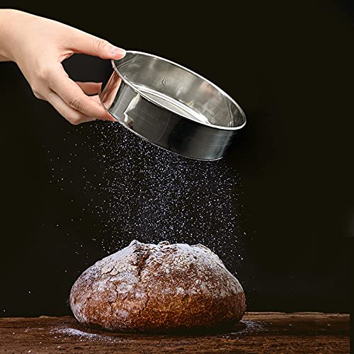 2Pcs Acciaio Inossidabile Rotondo Setaccio Farina
