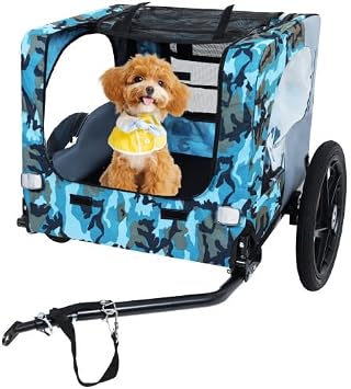 Dog Cart with Flag, Large Folding Bike Trailer for Dogs, 120LB Capacity All-Terrain Pet Carrier, Durable Steel Frame, for Cycling, Jogging, Camping & Outdoor Adventures