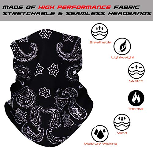 6 Stück Nahtlose Bandanas Multifunktionstuch Schal - Elastiche Multifunktion Stirnband Gaiter Balaclava Gesichtsmaske Kopfbedeckung UV Residenz für Yoga Laufen Wandern Radfahren Motorradfahren
