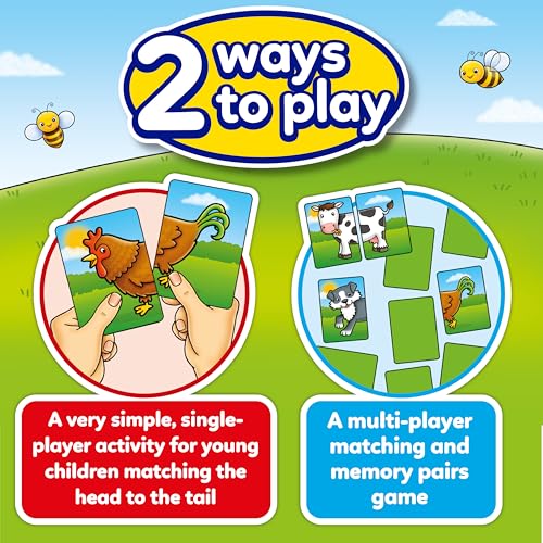 Image of Orchard Toys Animal Matching Memory Game - Educational Learning Toy for Kids 3-7 Years | Preschool Brain Development Activity | Cognitive Skills Building Game