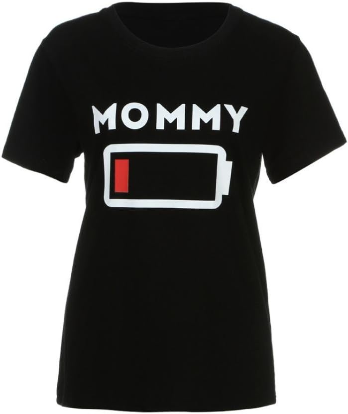Franterd Parent-Child Letter Print Short Sleeve Shirt, Family Matching Tops Dad Mom Son Daughter