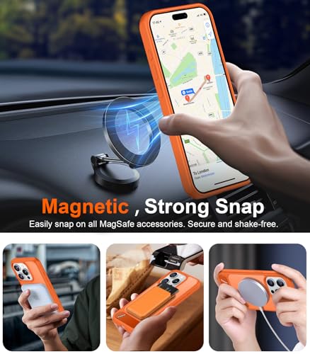 Image of Magnetic Compatible with iPhone 15 Pro Case, [Built-in Invisible Kickstand][Compatible with MagSafe][Military Grade Shockproof] Slim Translucent Matte Phone Case for iPhone 15 Pro 6.1 inch