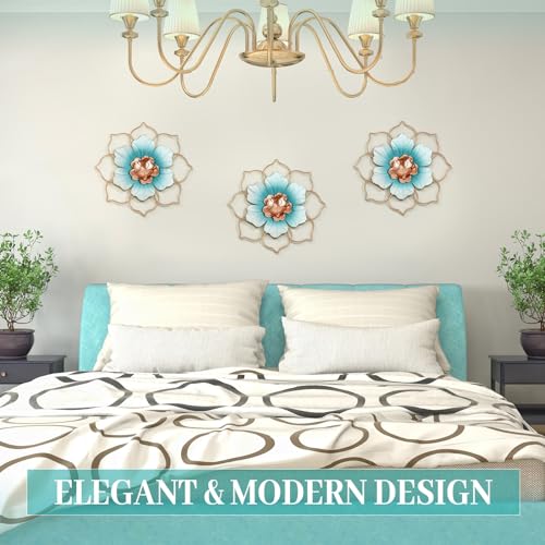 Tandefio CLO-TANDEFIO-0653 3 Pcs 9.5 Inches Metal Flower Wall Decor Floral Wall Decoration thumb #3