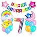Bluelves 7 Geburtstag Mädchen, Luftballon 7. Geburtstag Pastell, Geburtstagsdeko Mädchen 7 Jahr, Ballon 7 Deko zum Geburtstag, Regenbogen Wolken Geburtstags Dekoration Mädchen Happy Birthday Girlande