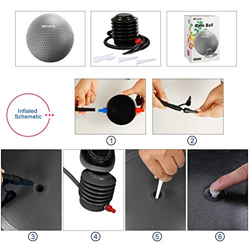 Mirumb Träningsboll, gymboll 55 cm 65 cm 75 cm schweizisk boll med pump anti-bristande pilatesboll yoga för graviditet, kontor, balansstol, fitness