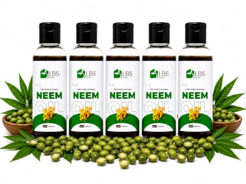 Image of Pure Neem Oil 100% Extra Virgin Cold Pressed | Natural Carrier Oil for Hair, Scalp & Skin Care | Deep Moisturizing Oil for Healthy Looking Hair & Daily Massage | 100ml (Pack of 5)