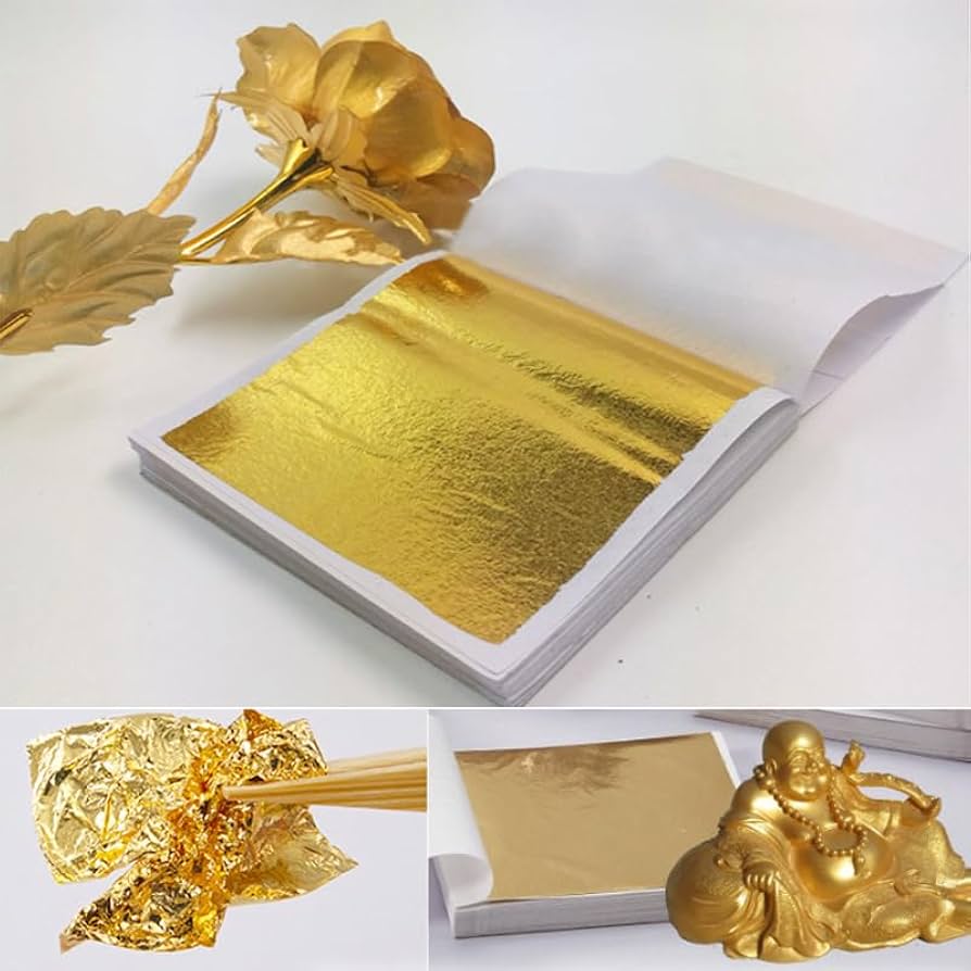 Amazon | 200枚入り金箔 金箔シート,BetterJonny 8 x 8.5 cm模造金箔