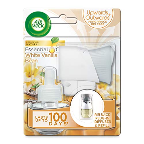 Air Wick Plug in Diffuser Kit White Vanilla Bean 1 Device & 1 Refill (19ml) Long Lasting Fragrance Lasts up to 100 Days Plug in Air freshener