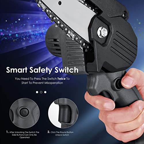 4 inch accu-mini-kettingzaag, TELAM mini-kettingzaag met 2*accu 1500 mAhdraagbare oplaadbare elektrische 21 V… - Afbeelding 7