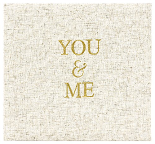 Mcs You & Me Linen With Gold Embroidery Photo Album, Ivory #TOP24
