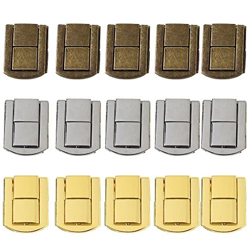 15 Piezas Cerrojos De Bloqueo De Caja, Cerrojo Para Caja Joyería, Cerradura Caja Madera, Para Hacer Cajas de Regalo, Cajas de Embalaje, Cajas para Cosméticos, Cajas para Joyas, 3 Colores