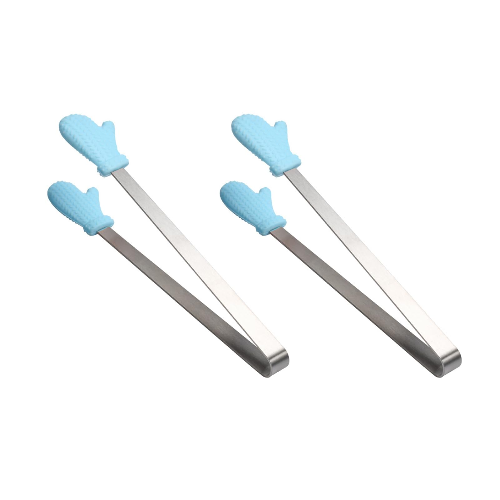 2Pcs Mini Silicone Ice Cube Clip, Heart Glove Hand Shape Food Serving Tongs, Food Grade Stainless Steel Kitchen Tongs