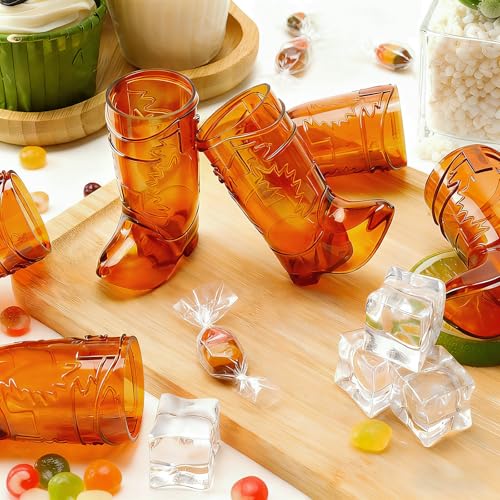 Image of Cowboy Boot Shot Glasses, 24 Pcs 1 Oz Mini Plastic Boot Cups (Brown)