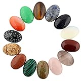 Assorted 12pcs 20x15mm Gemstone Oval Teardrop Randow Color CAB Cabochon Beads Healing Crystal Quartz Stone Wholesale for Jewelry Making (the beads are without holes)