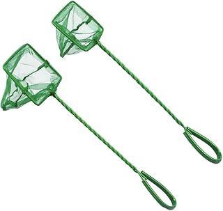 2 Pcs Small Aquarium Fish Nets Large Fish Tank Nets Fish Catch Nets Fish Pond Nets with Plastic Handle Aquarium Maintenance Supplies