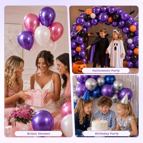 Image of Metallic Purple Balloons, 12 Inch Chrome Purple Latex Party Balloon
