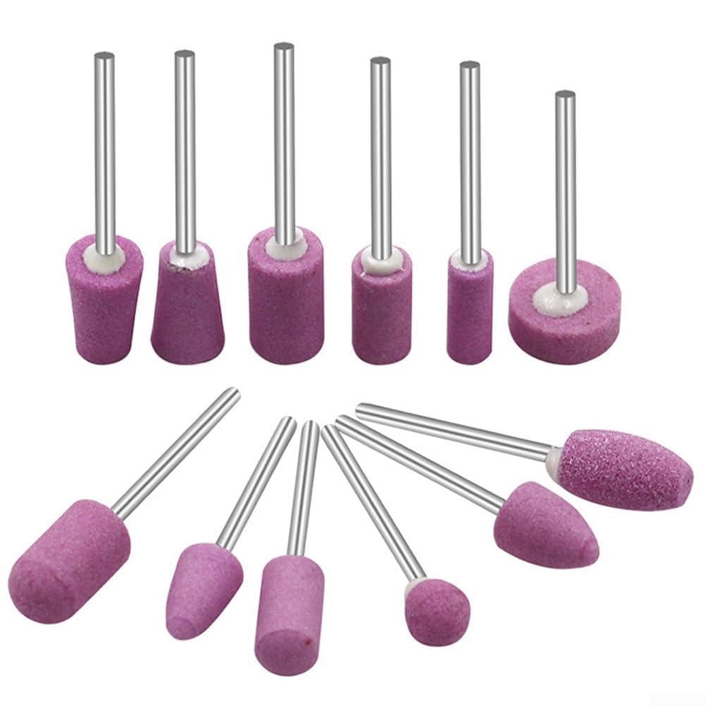 Set di 12 pietre abrasive montate per utensili rotanti tra cui teste di mola per metallo, legno, giada, uso fai da te