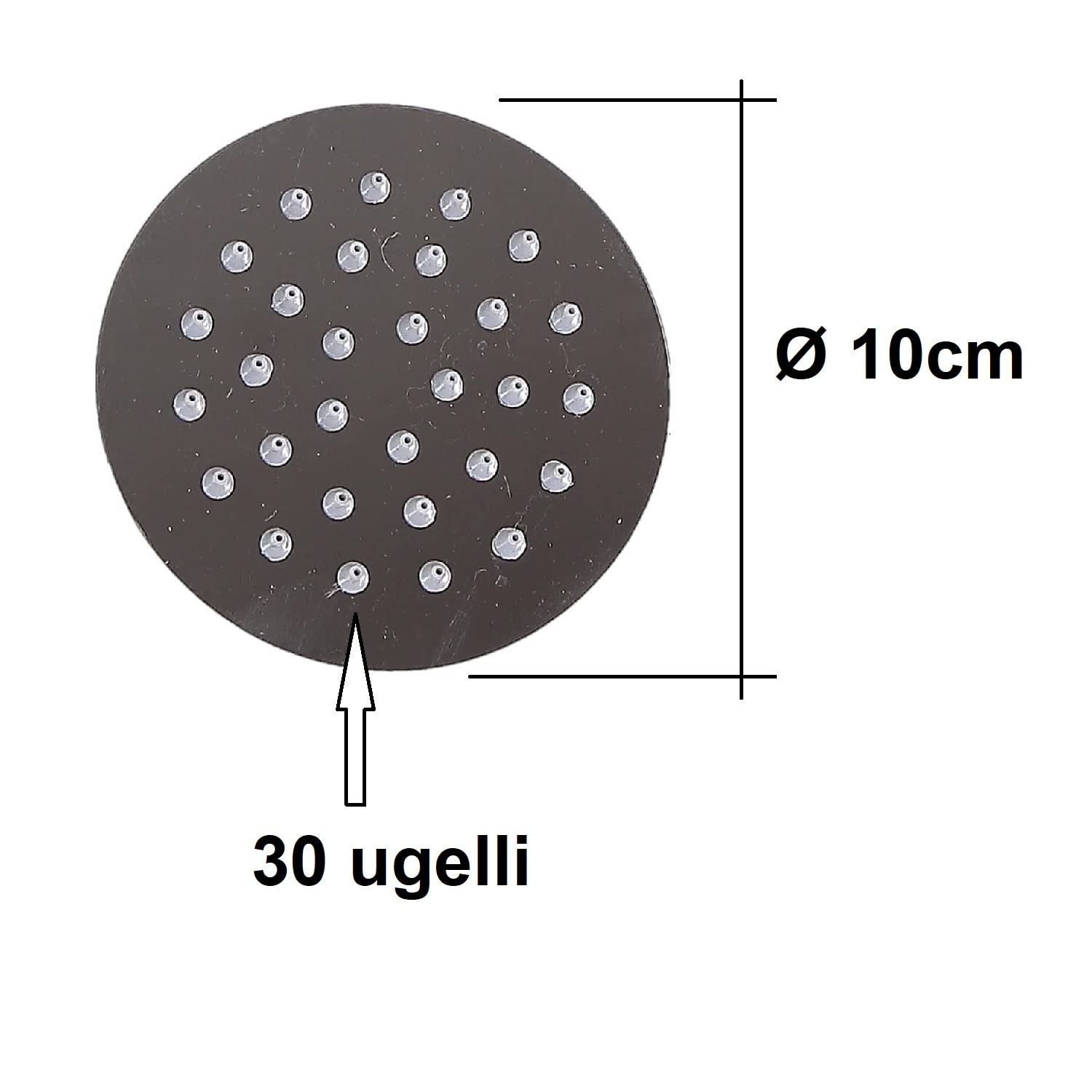 ZENZERO® - SOFFIONE DOCCIA in acciaio inox - ugelli anticalcare - getto a pioggia - Pezzi 1-10cm (Ø TONDO)