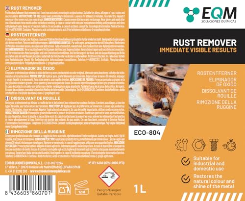 EQM - ECO-804 - Rust Remover for Metal - 1L - Instantly Eliminates Rust - Restores Original Metal Colour - Fast-Acting Formula