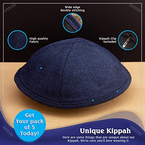 Image of Pack of 5-Pcs - Hq Satin /Linen /Velvet /Raw Silk /Suede Kippah for Men, Yamaka Hat Designed in Israel - Kippot Bulk