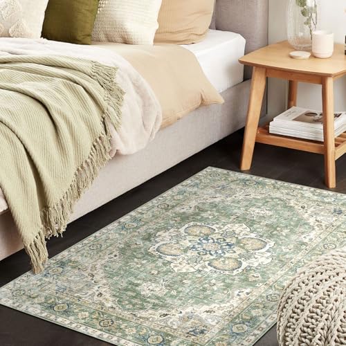 Image of LUXRUG 2x3 Rugs for Entryway - Washable Doormat Sage Green Kitchen Rugs