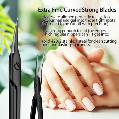 XGIZMOO Cuticle Scissors Extra Fine Curved Blade,Precise Stainless Steel Professional Grooming Manicure Scissors for Nail, Eyebrow, Eyelash, Dry Skin — view 4