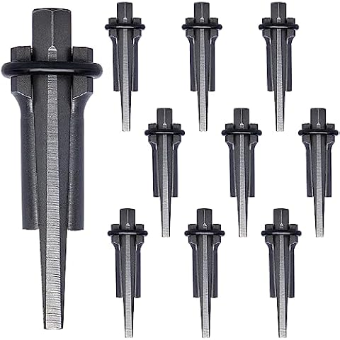 CenterZ 10 Sets Rock Splitter, 3/4 inch Diameter with 2 inch Depth Drill Hole Fitted Stone Splitting Tools, Spring Steel Wedge and Feather Shims Hand Tools for Masonry, Concrete Marble Granite Cutting Cover