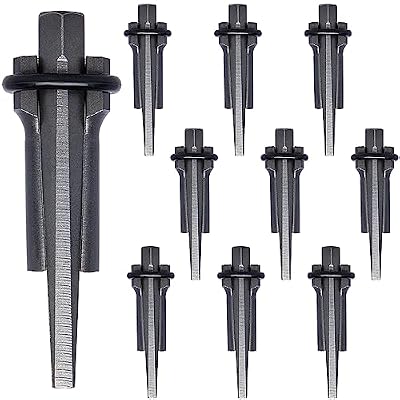 10 Sets Rock Splitter, 3/4 inch Diameter with 2 inch Depth Drill Hole Fitted Stone Splitting Tools, Spring Steel Wedge and Feather Shims Hand Tools for Masonry, Concrete Marble Granite Cutting