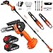 Cordless Pole Saw, 2-in-1 High Branch Saw & Handheld Garden Chain Saw, Electric Extension Chainsaw with 2*1.5AH Battery, 2.3m Long Reach Telescopic Pole Pruner ,150° Adjustable Head for Tree Trimming