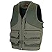 BENISPORT Chaleco de caza - color verde - doble morral selva caqui (L)