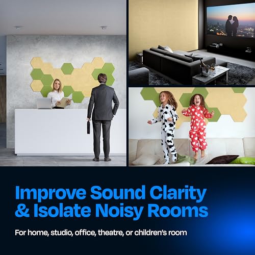 Image of Acoustic Panels 12-Pack Soundproof Wall Panels 12 inchX10.4 inchX0.4 inch Sound Panels High Density Sound Dampening Panels - [Cancun Sand Hexagon]