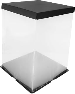 Tofficu Black 6-inch 3-tier Cake Carrier Box, Square Food Storage Container for Birthday Cake Transport and Baking Packaging