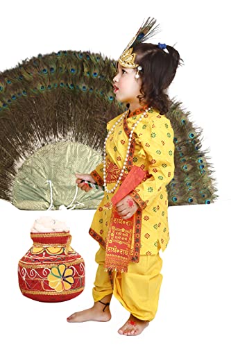 Image of Raj Fancy Dresses Radha and Krishna Brocade Fabric Janmashtami Mythological Character Costume