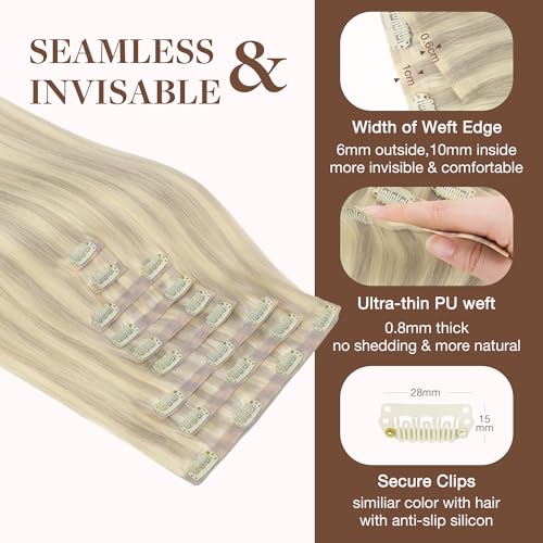 Image of GOO GOO Seamless Clip in Hair Extensions Real Human Hair Remy Extensions